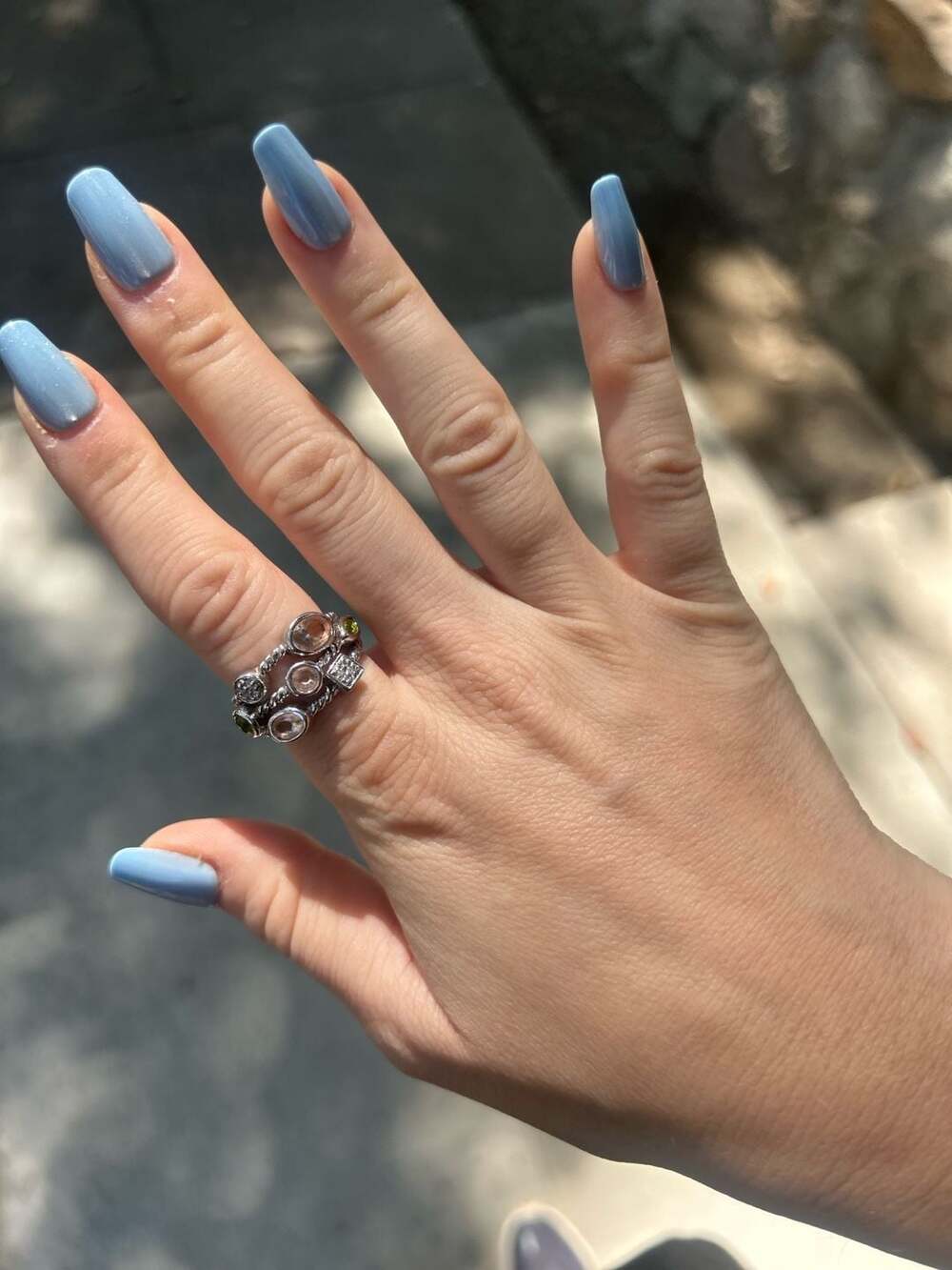 Sterling Silver Multi-Stone and Diamond Twisted Rope Band Ring